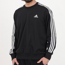 adidas 愛迪達 男裝男式三條紋運動衫春秋款圓領長袖 T 卹常規版型 T 卹