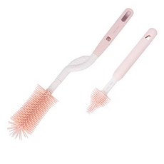 nac nac 白金矽膠旋轉奶瓶奶嘴刷 贈吸管刷，輕鬆清潔奶瓶死角，柔軟矽膠材質呵護奶瓶，媽媽清潔好幫手, 1個