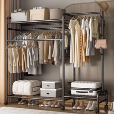 TRUEFES 이동식행거 대형 철제 1500*1650, 블랙