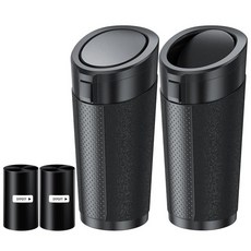 DTPDTT 뚜껑이 있는 소형 자동차 쓰레기통 미니 차량 누출 방지 쓰레기통 자동차 컵 홀더 및 측면 도어용 쓰레기 봉투 80개 부착