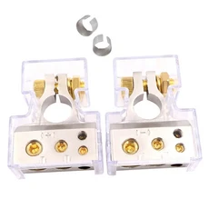 자동차 배터리 터미널 커넥터 1 쌍/키트 2/4/8/10 AWG 오디오 포지티브 포스트 클램프 (투명 커버 포함) 심, 07 silver ring kit