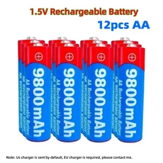 1.5V AA/AAA 배터리 8800mAh/9800mAh 충전식 알카라인 시계 마우스 컴퓨터 장난감 등용, [14] 12pcs AA