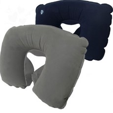 디자인 휴대 곡선 경량 간편 주입식 C자형 베개 쿠션 목 여행용 접이식 공기, 1개, 그레이