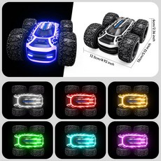 조명이 있는 원격 제어 자동차 2.4Ghz RC 자동차 양면 360 플립 RC 스턴트 자동차 어린이 및 성인을 위한 휴대용 충전식 장난감 자동차, WJHQS1810BK