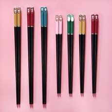 親子合金筷子3雙裝4家用防滑寶寶短小孩分人標志家庭筷一家三口四筷子環保筷防滑筷子耐熱筷子餐具用品, 爸媽+長黃貓+短粉貓黃貓+女孩北極熊, 1個