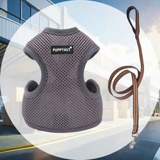 강아지산책줄 그레이 XL 강아지외출용 반려견하네스 안전감 반려견리드줄 강아지목줄 데일리산책, 1