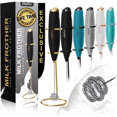 ElitaPro 럭셔리 에디션 '토네이도' 효과 우유 거품기 선도적인 기술 디자인 트리플 파워 거품기 휴대용 몇 초 만에 풍부한 크림 폼 (블랙/골드) 313851 55, ElitaPro 럭셔리 에디션, '토네이도' 효과 우유