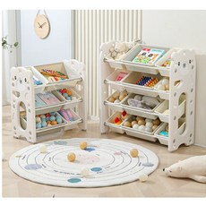 玩具收納架 玩具置物架 玩具整理架 收納櫃 置物架 附收納盒, 北歐藍小熊,小號