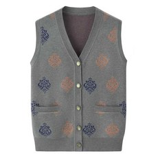 여성 조끼 스웨터 방한 중년 니트 할머니 봄가을