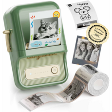 Niimbot B21포토(Pro) 듀얼컬러 라벨프린터, 1개, B21포토 그린 +포토인화지 화이트 4컷