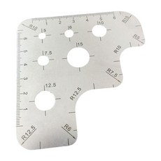 DAMMAIDDAO 가죽 공예 그리기 눈금자 절단 눈금자 정밀 DIY 공예 스테인레스 스틸 원형 구멍 수제 원형 그리기 원형 스텐실, 9cmx9.2cm, 은