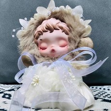 팝마트 스컬판다 빛의 정원 겨울 교향곡 인형옷 헤어 액세서리 드레스 펄장식 헤어피스 볼륨 드레스 스커트 세트, 아기가 없어요, 1 웨딩드레스+헤어 피스 세트