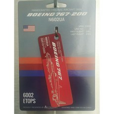 퇴역 항공기 플레인 태그 키링 유나이티드 B767-200 N602UA, B767 레드 오렌지 2510, 1개