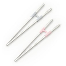 탁가온 유아 4단계 교정젓가락, 1세트, 그레이/핑크