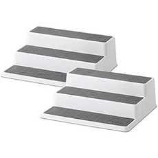 Copco 그레이 2단 미끄럼 방지 3단 양념 랙 정리대 팬트리용 2개 팩 10인치, 10-Inch, Pack of 2, White/Grey, Organizer