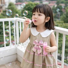 學院風 翻領 蛋糕裙 兒童洋裝背心裙