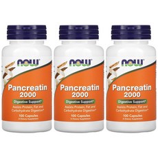 나우푸드 판크레아틴 효소 프로테아제 아밀라아제 리파아제 100정 Pancreatin 3통, 3개