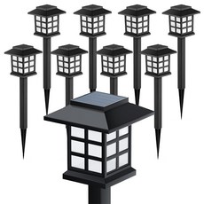태양광 정원등 LED 전등 잔디등 미니격자 야외 캠핑조명 가로등 8개, 노란빛