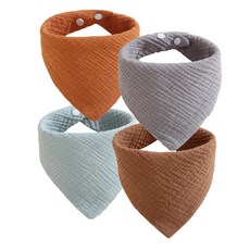 Mommywant多用途三角巾，柔軟親膚高吸水性時尚造型寶寶口水巾, 單色組, 4個