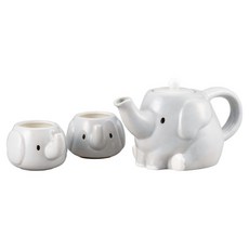 sun art 大象家族茶具組, 白色, 茶壺1入+茶杯2入, 1個