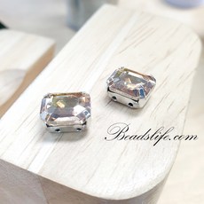 8-10mm 직사각 캡보석 30개 백금도금, 1봉, 샴페인