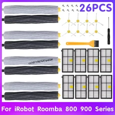 아이로봇 룸바 800 시리즈용 롤러 브러시 휠 966 진공 청소기 사이드 헤파 필터 교체, 01 26PCS