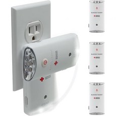 공식 라이선스 미국 적십자사 Eton 블랙아웃 버디 회전형 비상 손전등 자동 정전 조명 LED 야간등 충전식 흰색, Triple