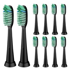 TAO 클린 소닉 전동 칫솔과 호환되는 칫솔 교체용 화이트닝 헤드 - 브러시 헤드 리필 미디엄 칫솔모 블랙, TAO 클린 소닉 전동 칫솔과 호환되는 칫솔 교체용 화