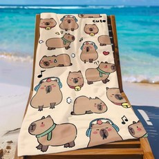 귀여운 만화 팬더 프린트 비치 타월 빠른 건조 모래 흡 수영장 여행용 세탁