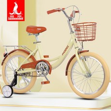 초등자전거 경량 학생자전거 디럭스 두발 접이식 클래식, 16인치, 베이지 95 면 설치 불필요보조 바퀴, 1개