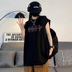 2025新款美式坎肩背心男夏季青少年痞帥潮牌潮流運動男士無袖t卹