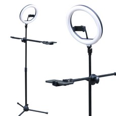 스마트폰 수직 수평 촬영 롱 스탠드 거치대 링 라이트 조명 포함 세트, 롱 올인원 라이트 세트, 1개