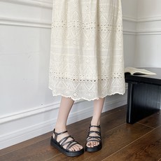 투니스 여성 스트랩 할로우 플랫 샌들