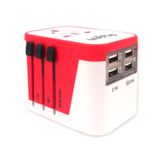 트리피그 멀티 플러그 여행용 아답터 레드, 1개