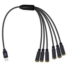 포이코트 USB C에서 35mm 마이크 어댑터 6가지 방식 TRRS 여성 헤드폰 오디오 및 잭 스플리터 케이블 스피커 30cm피트 호환, 1 to 3ways