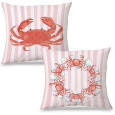 Exqcom Vintage Oysters Coastal Beach Pillow Covers 18x18 Beachy Room Decor Aesthetic Retro Coastal, 해변 베개 커버-h