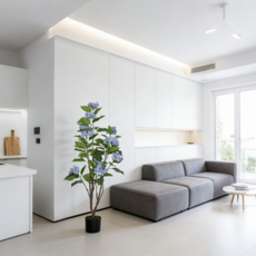 모던마켓 홈 인테리어 실내외 카페 사무실 집 장식용 화분 수국 나무 조화 선물 인조화분 대형 조화 장식품 레스토랑 스튜디오 호텔 로비 거실 수국꽃화분 120cm, 1개, 퍼플