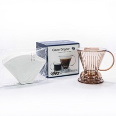 미스터 클레버 커피 드리퍼 L 핸드드립세트 커피 여과지 100매 뚜껑포함, 1세트, 드리퍼,여과지, 530ml