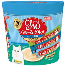 챠오츄르 구루메 버라이어티 고양이 간식 120p, 혼합맛(가다랑어/해산물), 1.68kg, 14ml, 1개