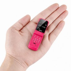 미니 플립 휴대폰 초소형 포켓폰 블루투스 MP3 레트로 폴더폰, 핑크, QR