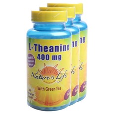 Nature's Life 茶胺酸素食膠囊 400mg, 60顆, 3罐