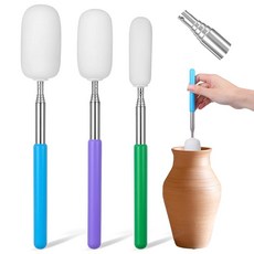 Hpmjz 3피스 긴 도자기 스폰지 텔레스코핑 도자기 스폰지 스틱 전문 탈착식 스폰지 확장 가능한 아티스트 클레이 도구 과도한 물 모양 제거를 위한 접이식 세라믹 도구