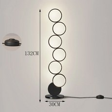 미니멀리스트 LED 플로어 램프 거실 연구 스타일 크리 원격 제어 수직 고정 장치, 6circle 1, Warm