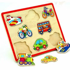 브이커머스 아기퍼즐 원목 꼭지퍼즐 교통