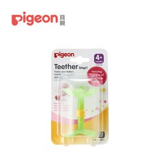 Pigeon 貝親 固齒器 嘴唇訓練器 牙齒咬環 口腔發育訓練器, 1個, 嘴唇訓練器 綠色小花 4M+