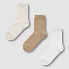 [JAJU] 자주 여 코튼 플레인 중목 양말 3족_오트밀