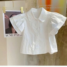 女童荷葉邊襯衫雪紡衫