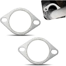 Sephile 2 PCS 자동차 배기 파이프 인터페이스 개스킷 볼트 2.5 플랜지 씰링 와셔 고온 및 고압 저항 표준 매니폴드 자동차용 범용실버