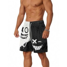 Lsweioad 남성용 그래픽 반바지 빠른 건조 카모 메시 쿨 러닝 포켓 포함 체육관 농구용, L, 썬더라이트 블루