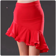 쌍천 댄스 스커트 탱고 치마 라틴 언발 프릴 댄스복 공연 댄스스포츠 스커트 A25102721